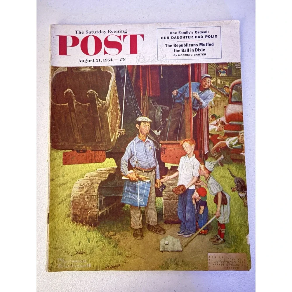 Saturday Evening Post Aug 21, 1954 Norman Rockwell - Polio Car Ads Republicans